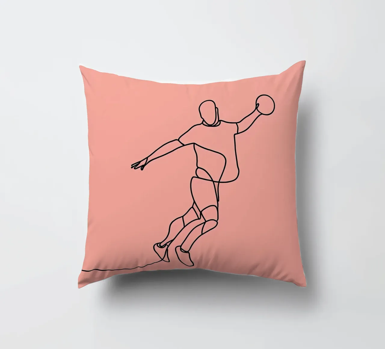 Basketball Player in Motion Minimalist Line Art decorative cushion by Viv Line Art