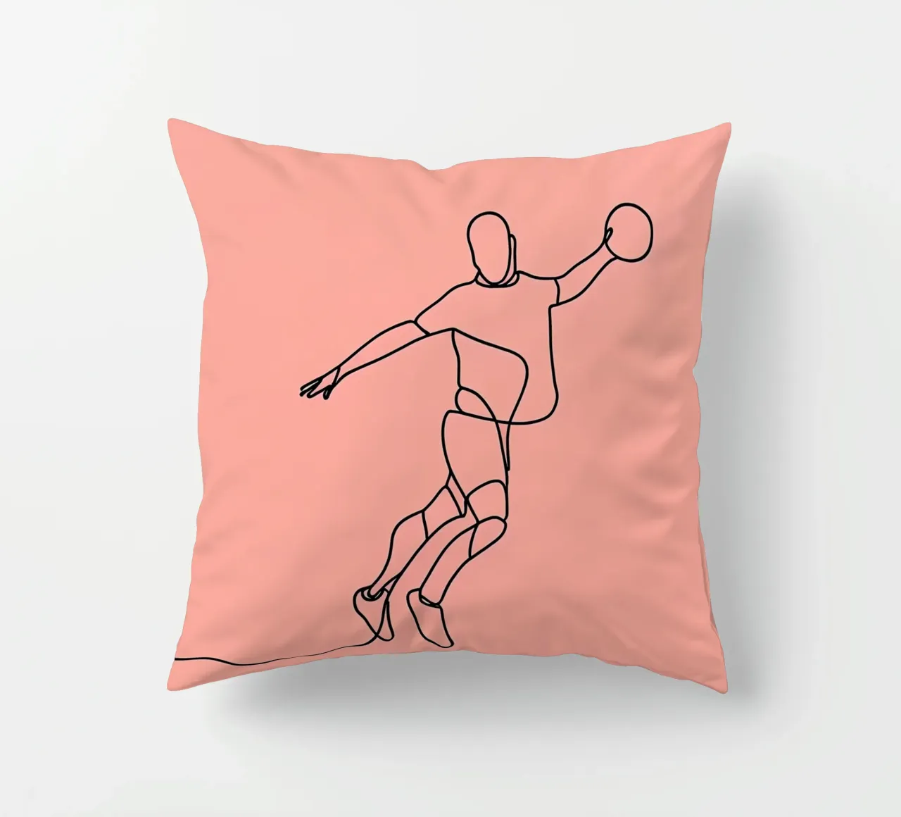 Basketball Player in Motion Minimalist Line Art decorative cushion by Viv Line Art