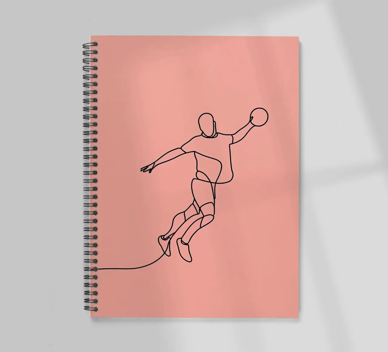 Basketball Player in Motion Minimalist Line Art spiral notebook by Viv Line Art