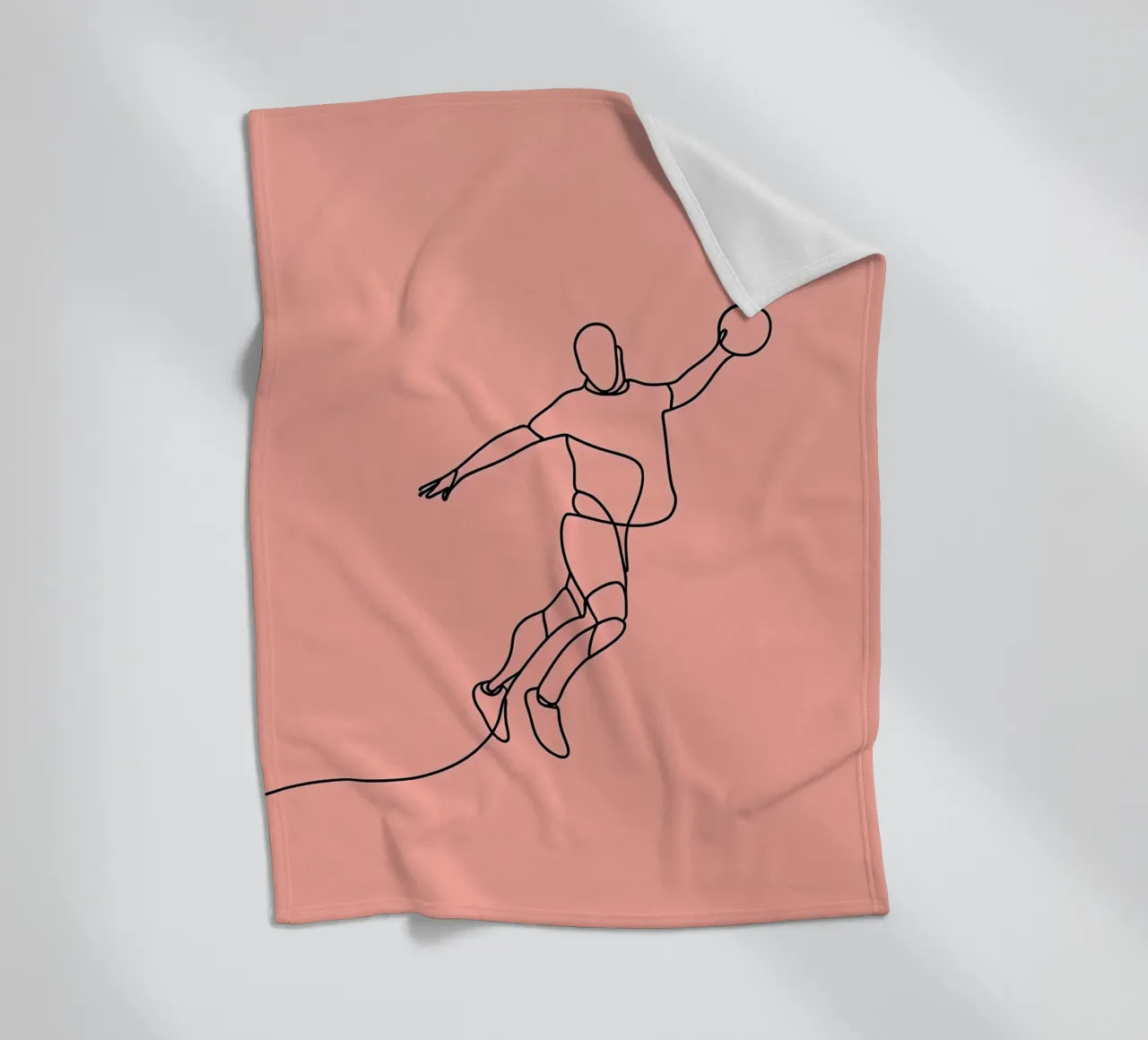 Basketball Player in Motion Minimalist Line Art fleece blanket by Viv Line Art