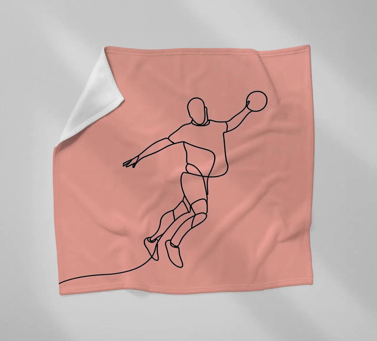 Basketball Player in Motion Minimalist Line Art fleece blanket by Viv Line Art