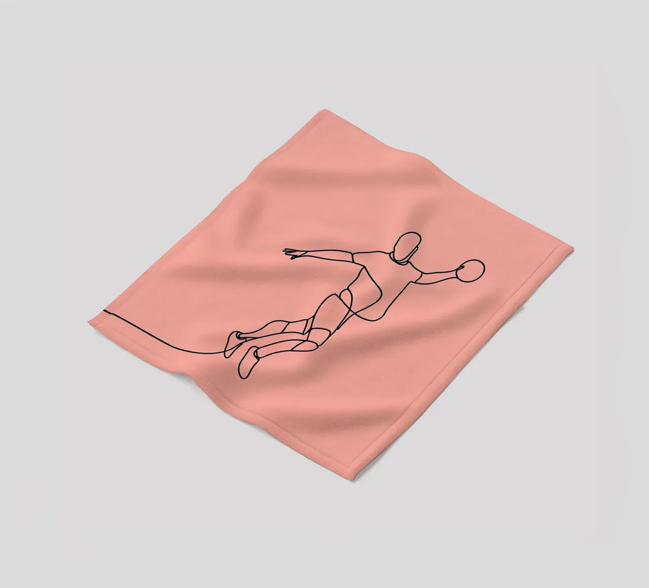 Basketball Player in Motion Minimalist Line Art fleece blanket by Viv Line Art