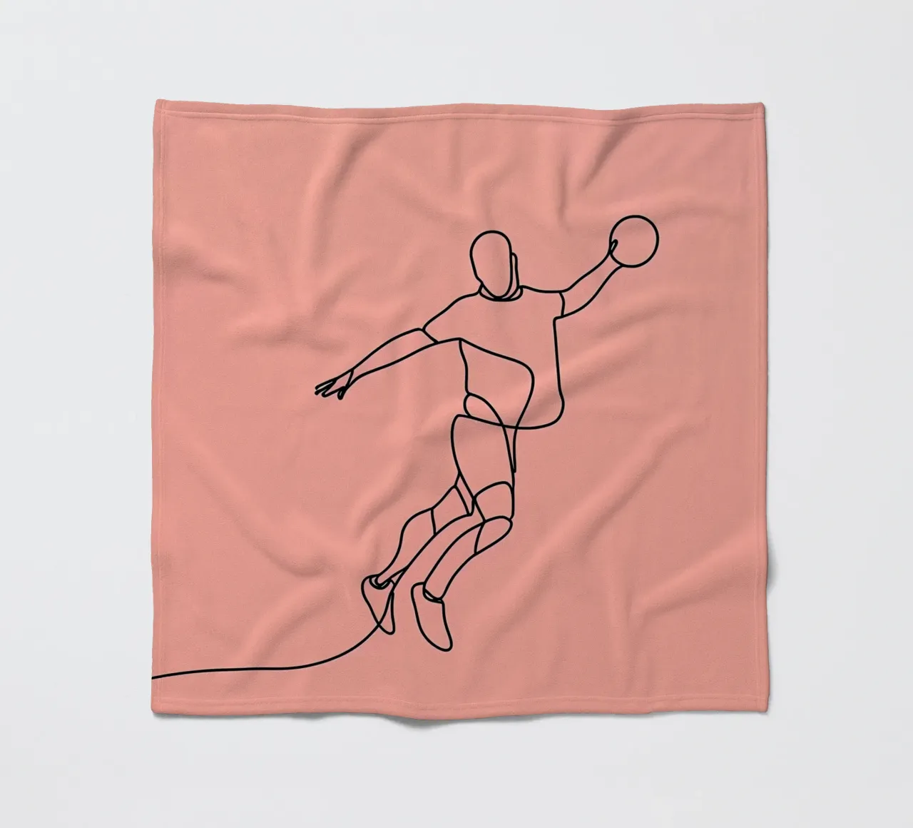 Basketball Player in Motion Minimalist Line Art fleece blanket by Viv Line Art