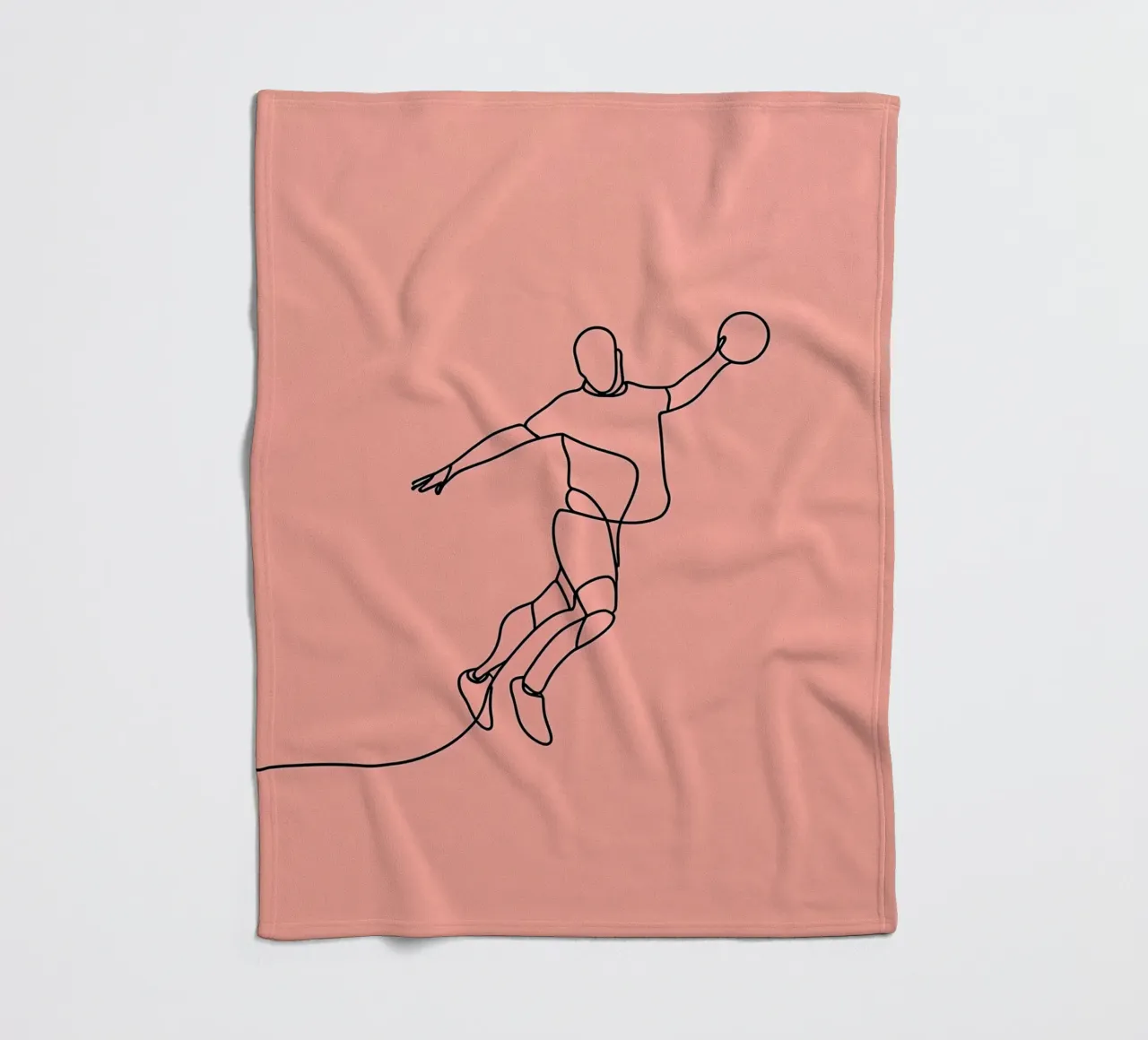 Basketball Player in Motion Minimalist Line Art fleece blanket by Viv Line Art