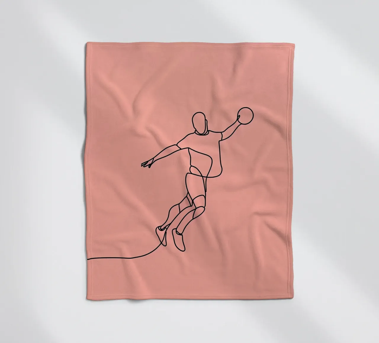 Basketball Player in Motion Minimalist Line Art fleece blanket by Viv Line Art