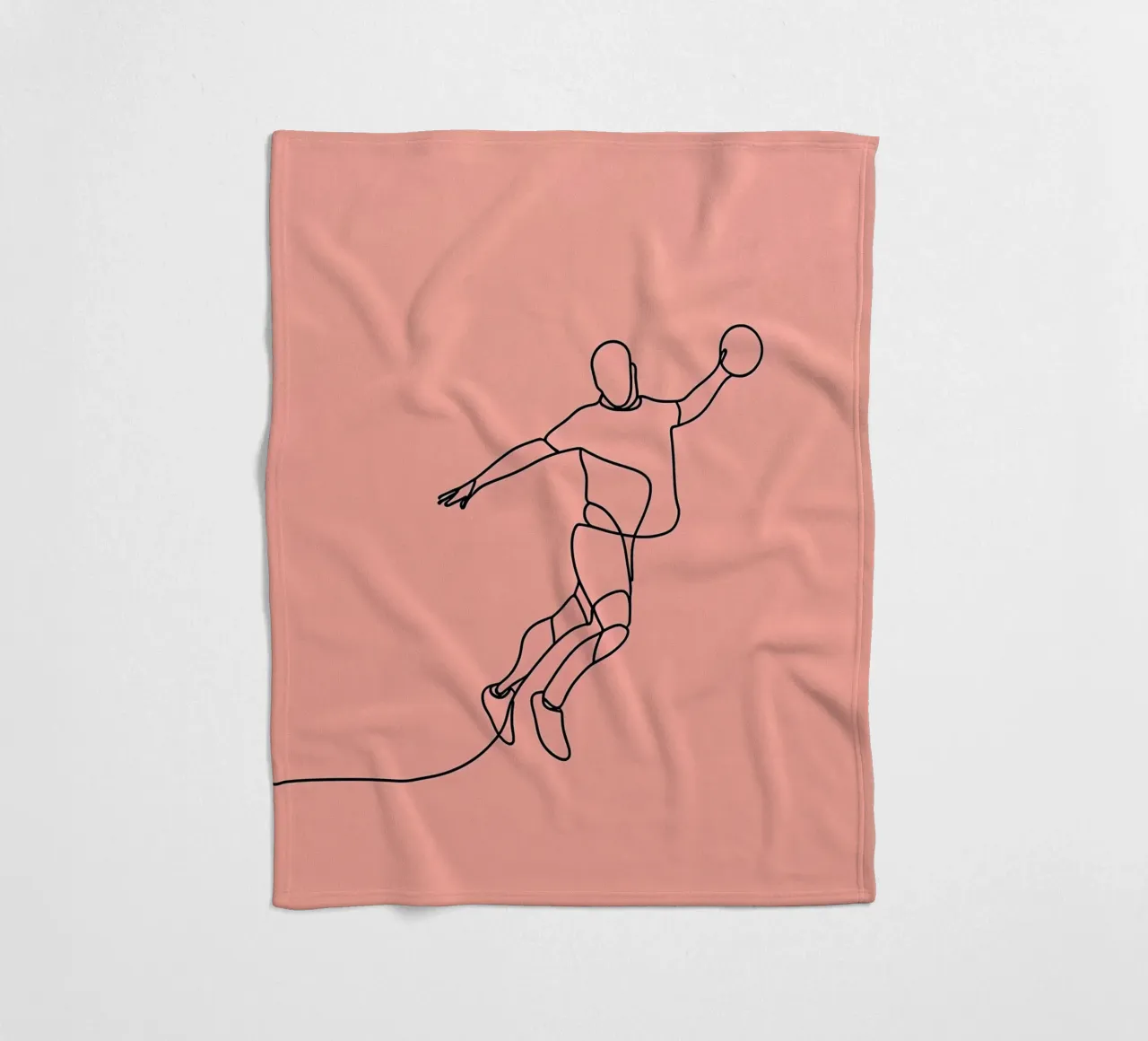 Basketball Player in Motion Minimalist Line Art fleece blanket by Viv Line Art