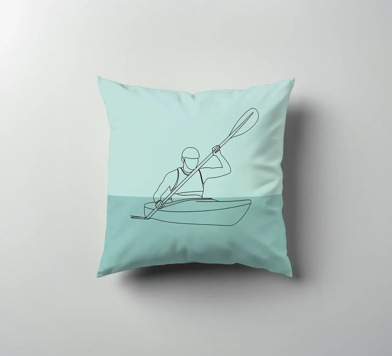 Kayaker Disegno d'arte lineare minimalista cuscino da Viv Line Art