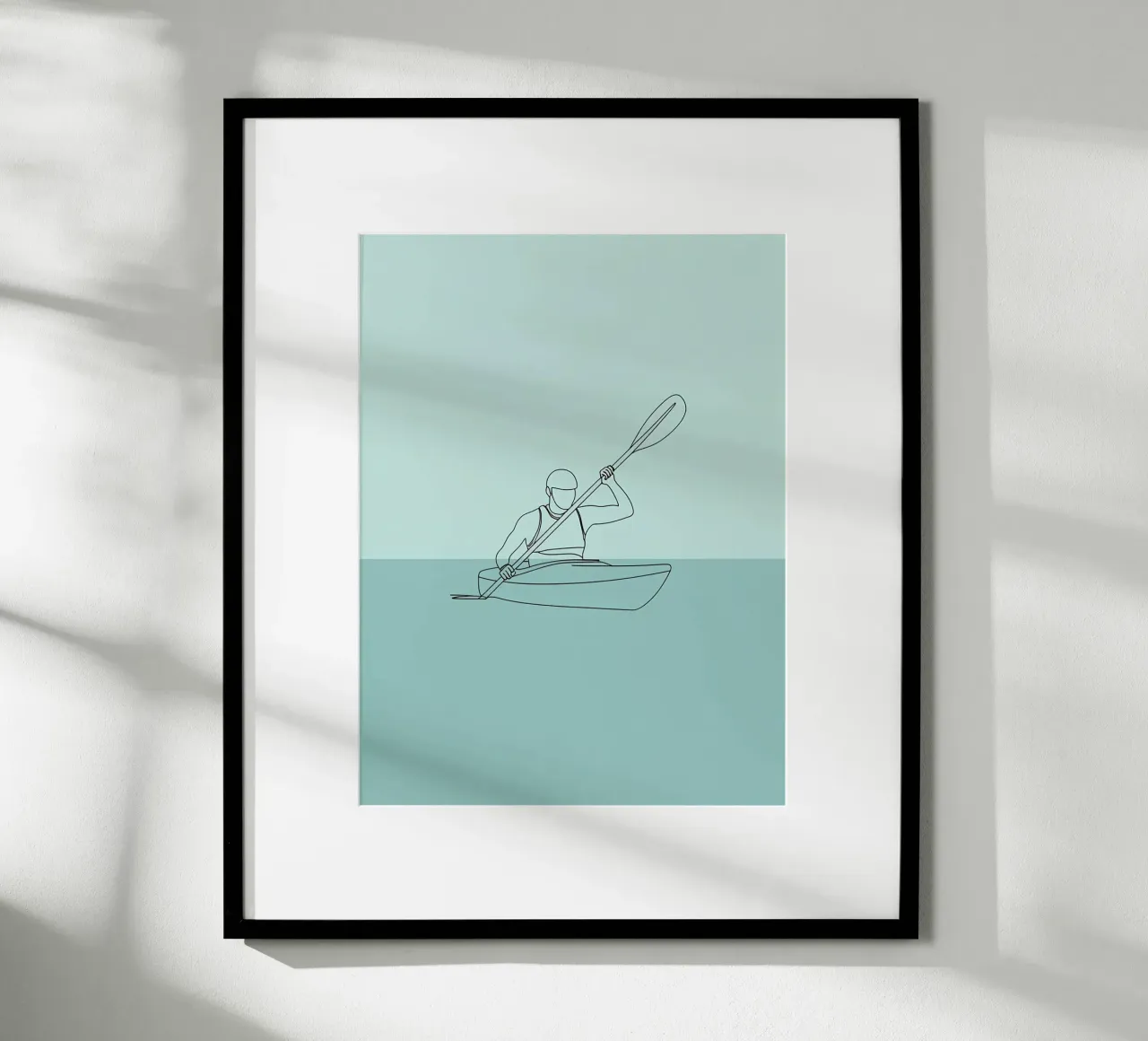 Kajakfahrer Minimalist Line Art Zeichnung Poster von Viv Line Art