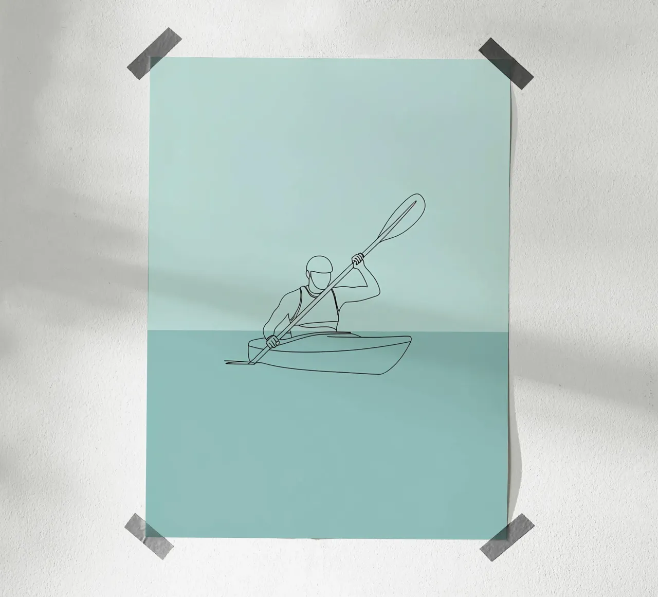 Kajakfahrer Minimalist Line Art Zeichnung Poster von Viv Line Art
