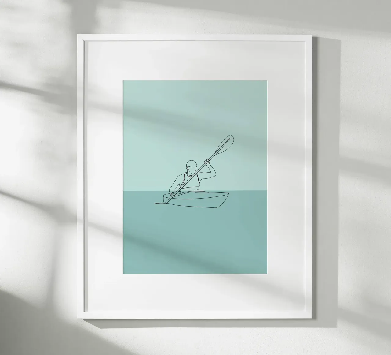 Kajakfahrer Minimalist Line Art Zeichnung Poster von Viv Line Art