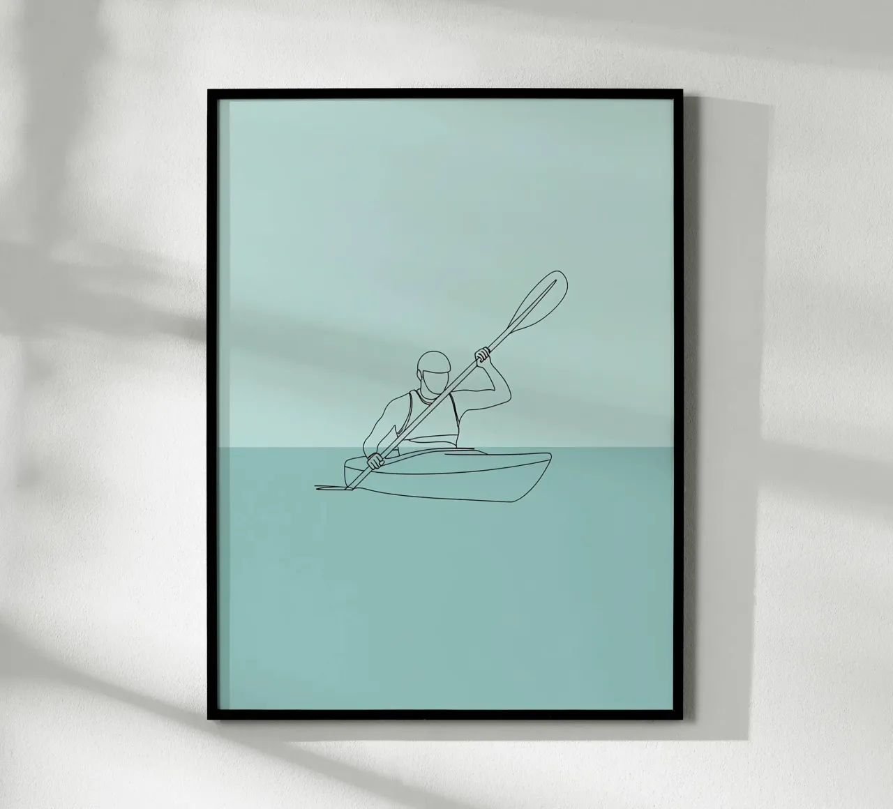 Kajakfahrer Minimalist Line Art Zeichnung Poster von Viv Line Art