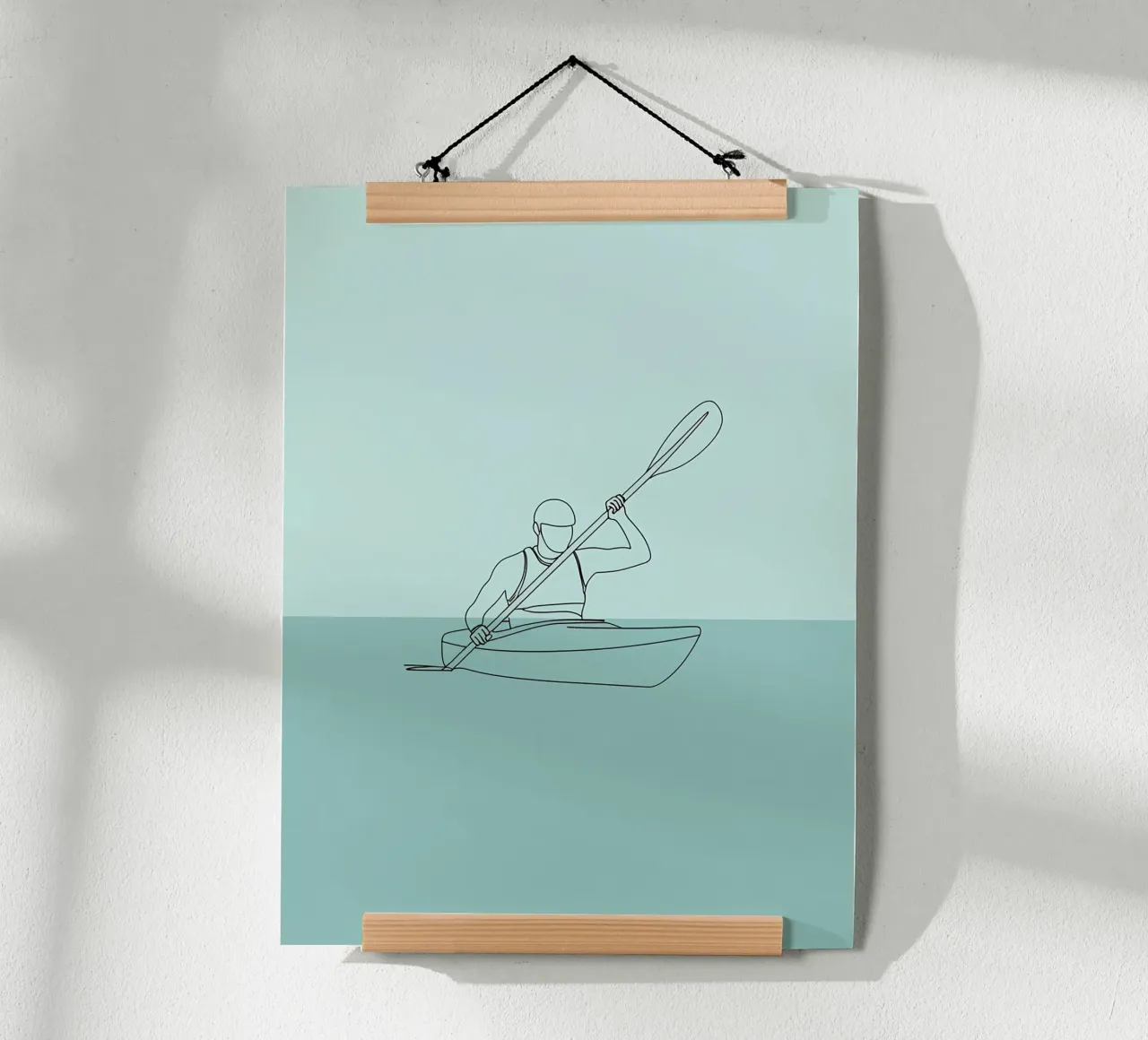 Kajakfahrer Minimalist Line Art Zeichnung Poster von Viv Line Art