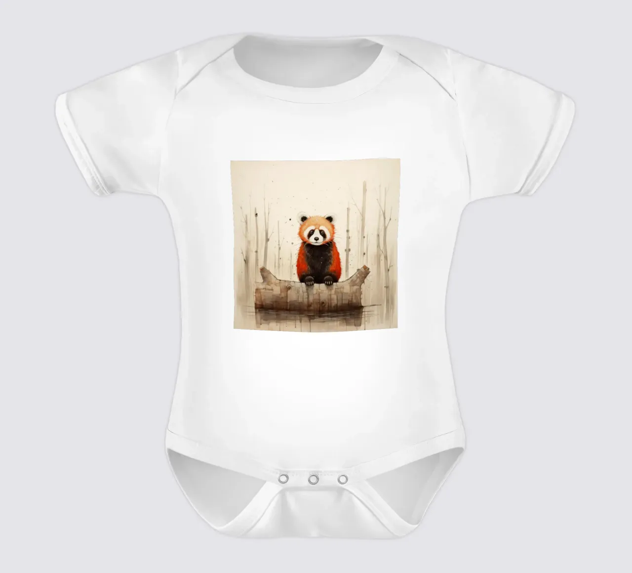 Panda rosso minimale 1 body neonato maniche corte da Minimal Animal Art
