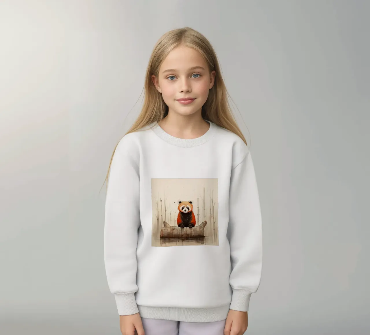Panda rosso minimale 1 felpa bambino da Minimal Animal Art
