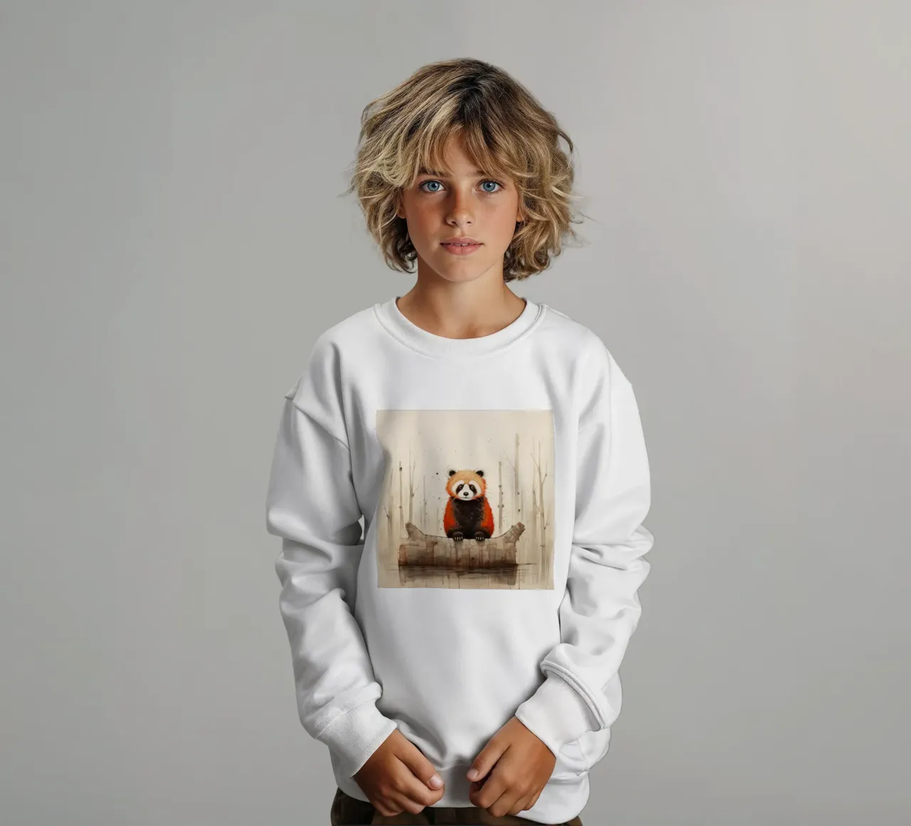 Panda rosso minimale 1 felpa bambino da Minimal Animal Art
