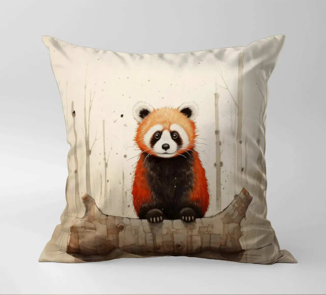 Panda rosso minimale 1 cuscino da Minimal Animal Art