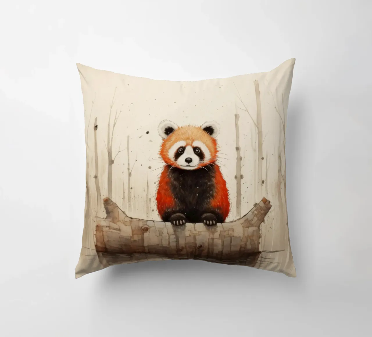 Panda rosso minimale 1 cuscino da Minimal Animal Art