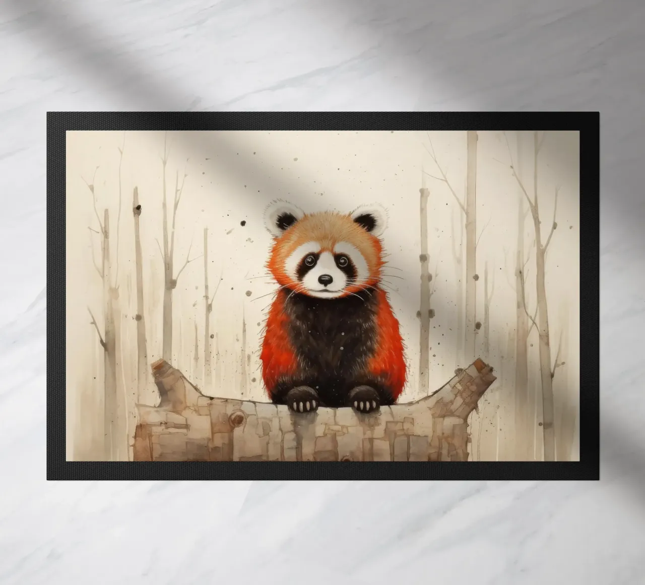 Panda rosso minimale 1 zerbino da Minimal Animal Art