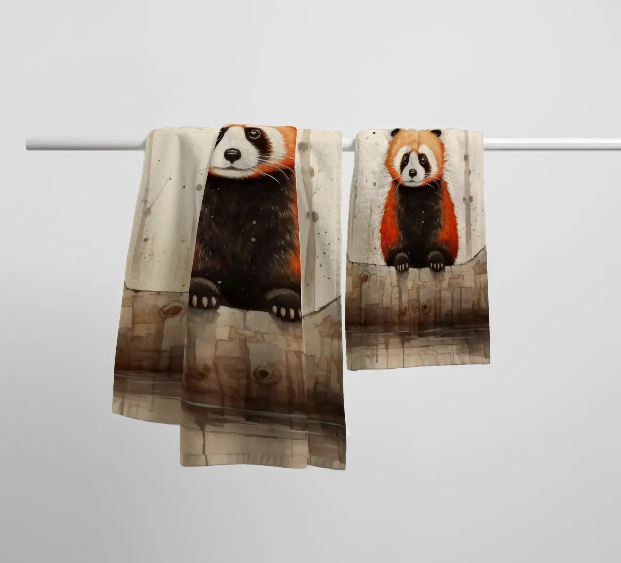 Panda rosso minimale 1 asciugamano da bagno da Minimal Animal Art