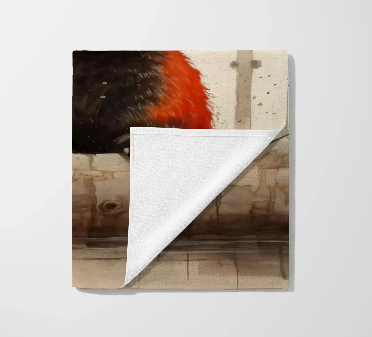 Panda rosso minimale 1 telo mare da Minimal Animal Art