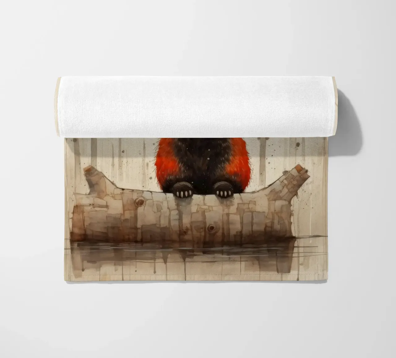 Panda rosso minimale 1 telo mare da Minimal Animal Art
