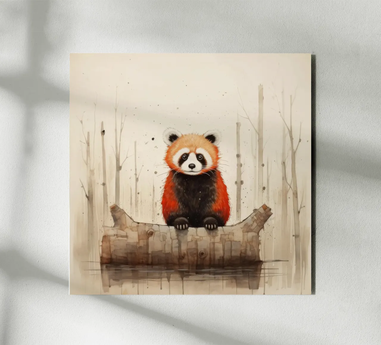 Panda rosso minimale 1 alluminio dibond da Minimal Animal Art