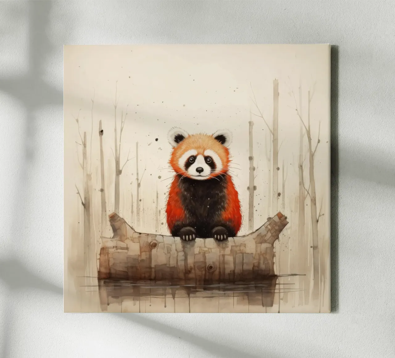 Minimal Red Panda 1 canvas by Minimal Animal Art