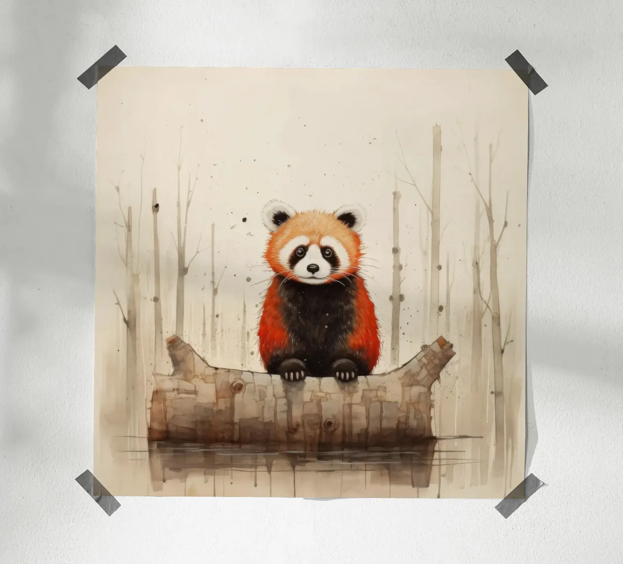 Panda rosso minimale 1 carta hahnemühle da Minimal Animal Art