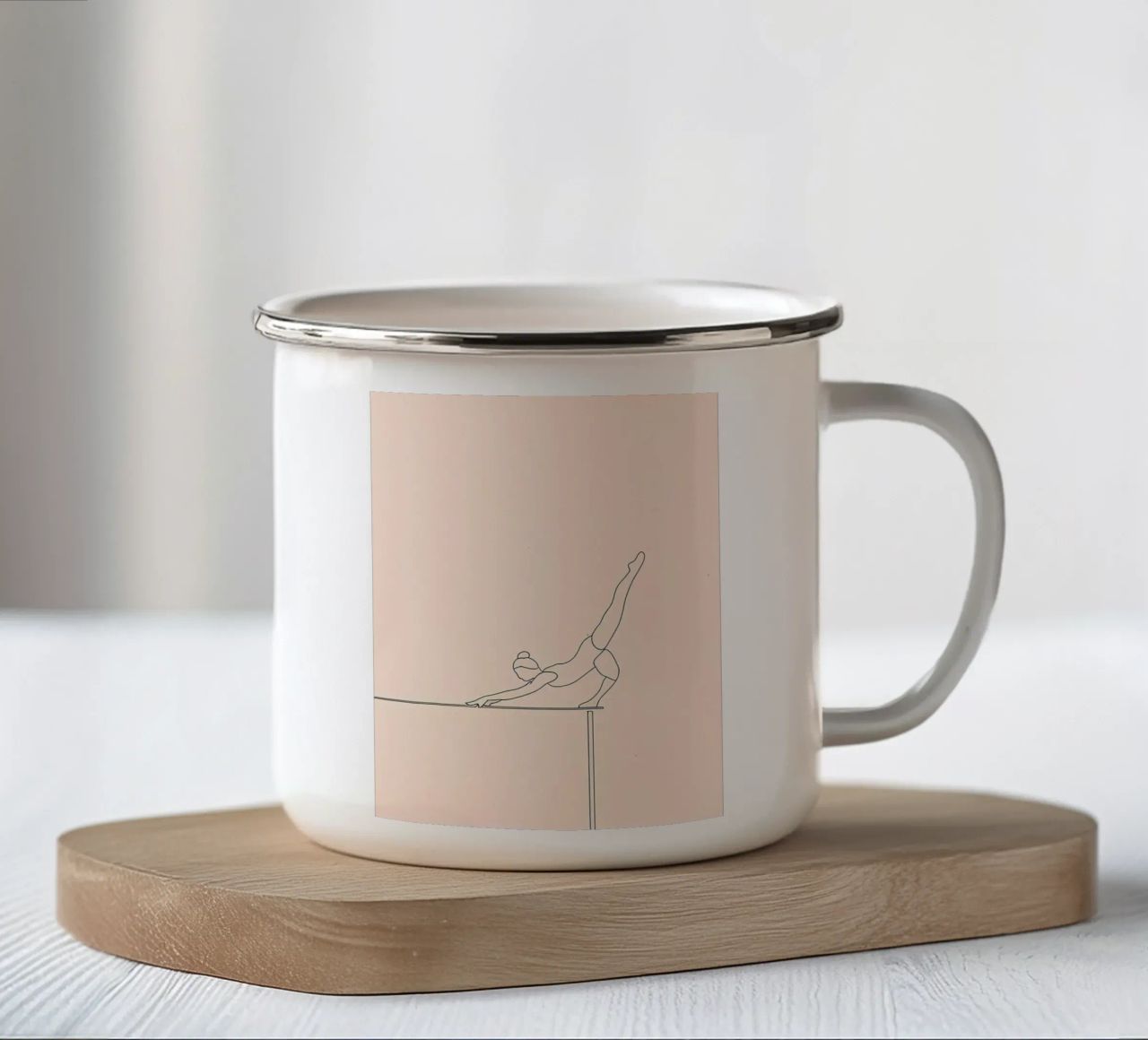 Ginnasta in equilibrio Line Art minimalista tazza in smalto da Viv Line Art