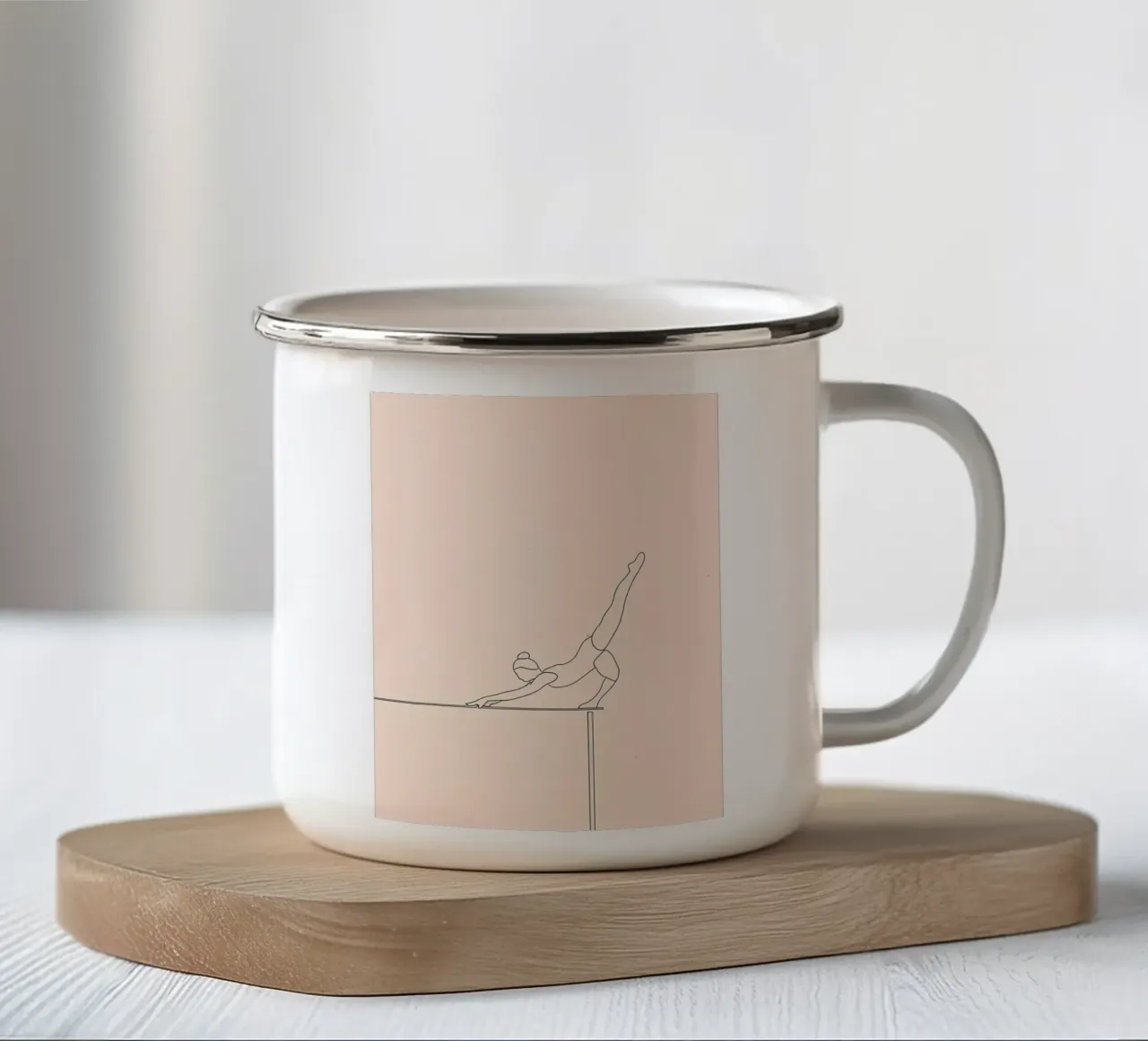 Ginnasta in equilibrio Line Art minimalista tazza in smalto da Viv Line Art