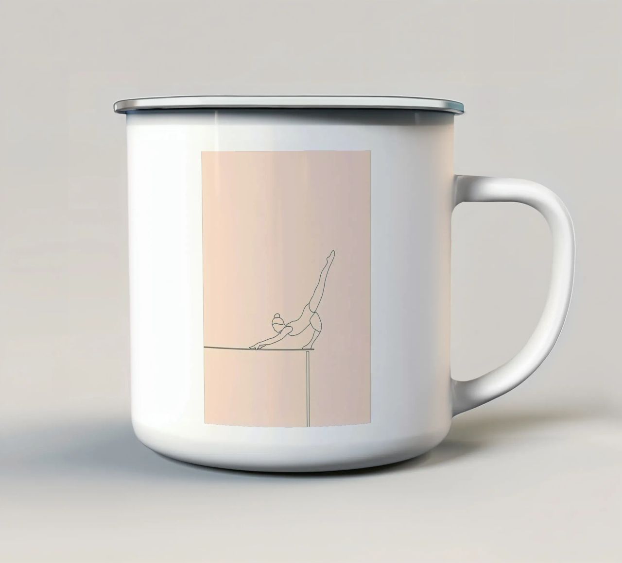 Ginnasta in equilibrio Line Art minimalista tazza in smalto da Viv Line Art
