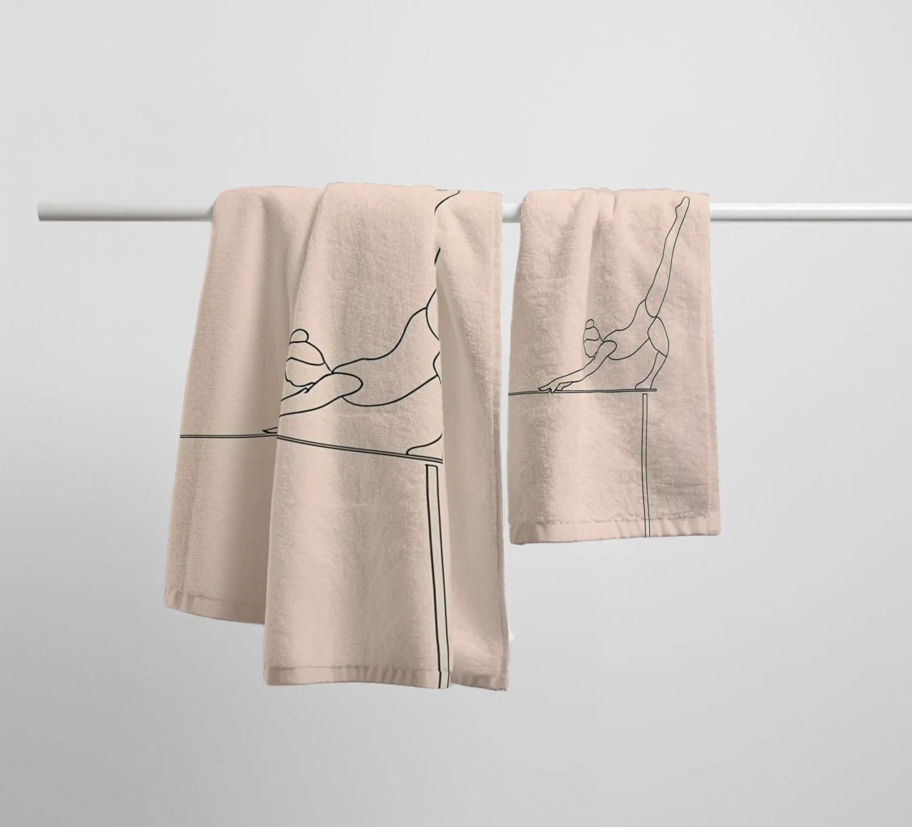 Gymnast Balancing Minimalist Line Art towel by Viv Line Art