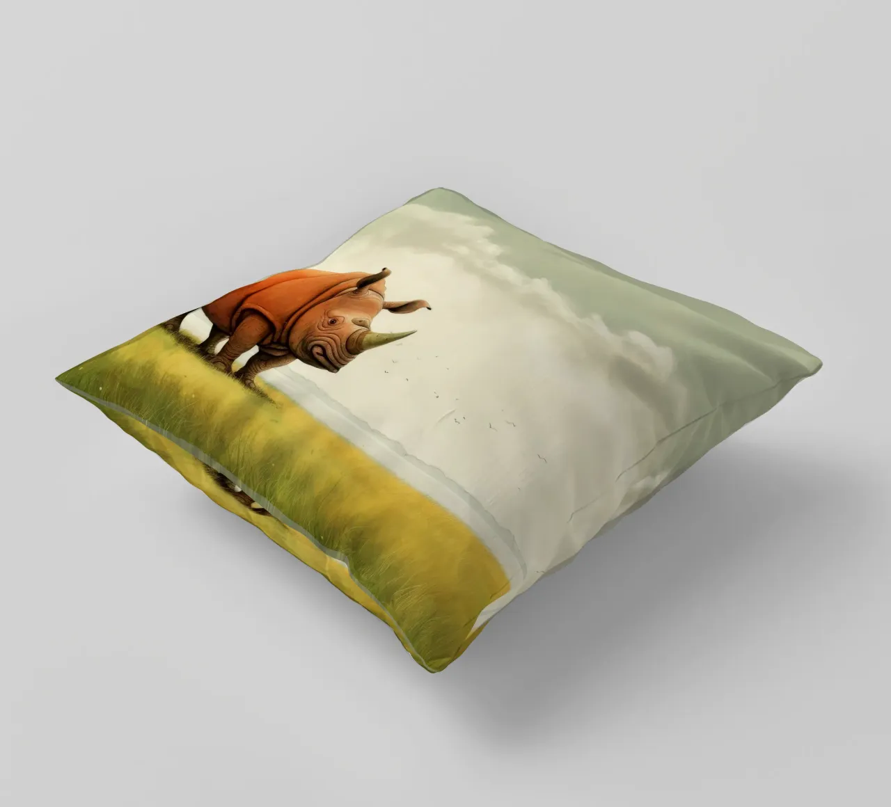 Minimal Rhino 2 cuscino da Minimal Animal Art