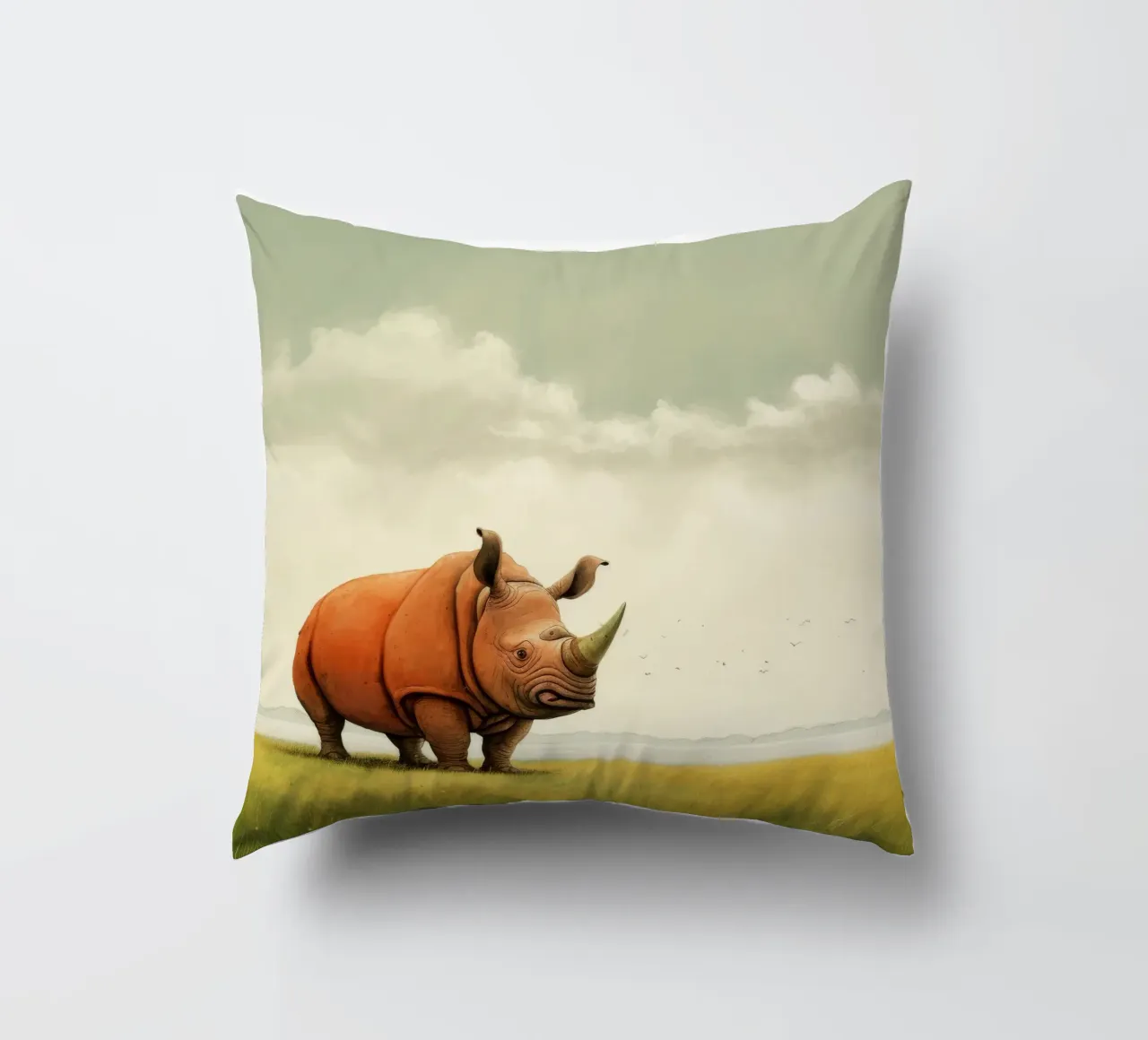 Minimal Rhino 2 cuscino da Minimal Animal Art