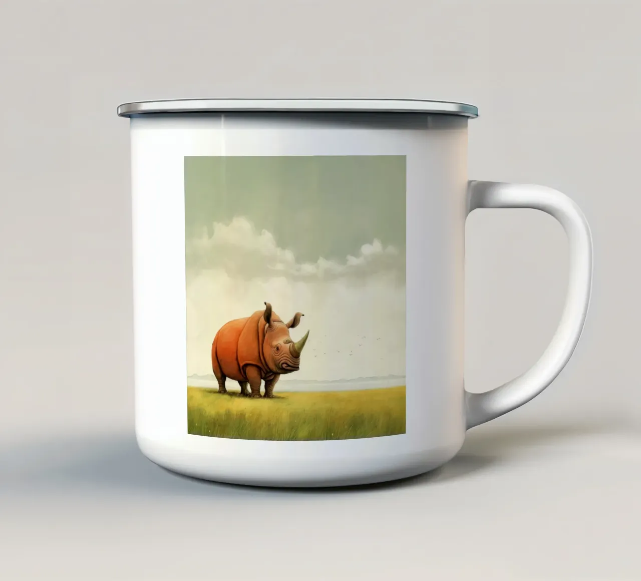 Minimal Rhino 2 tazza in smalto da Minimal Animal Art