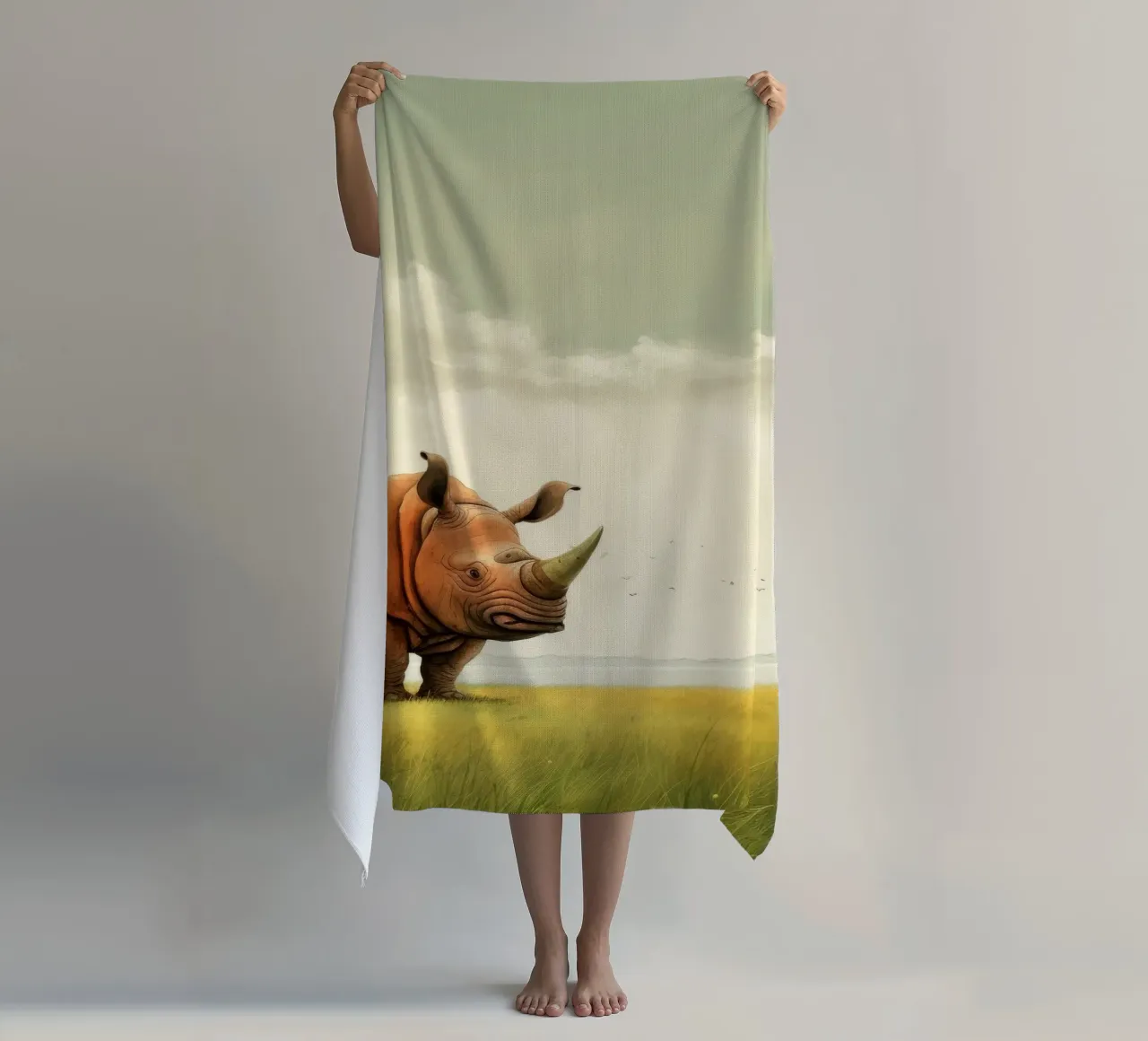 Minimal Rhino 2 telo mare da Minimal Animal Art