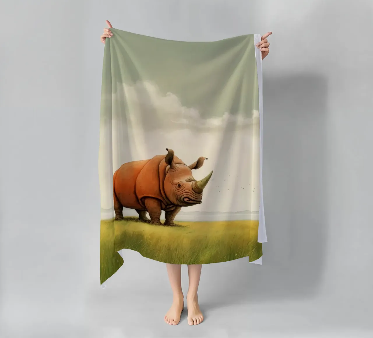 Rhino minimo telo mare da Minimal Animal Art