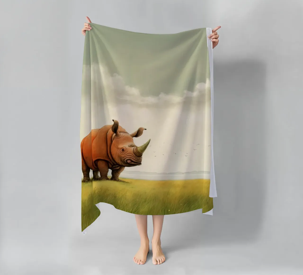 Minimal Rhino 2 telo mare da Minimal Animal Art