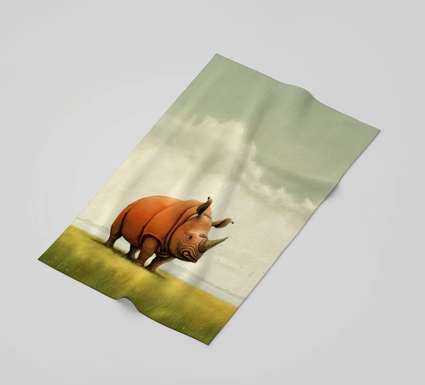 Minimaal Rhino strandhanddoek van Minimal Animal Art