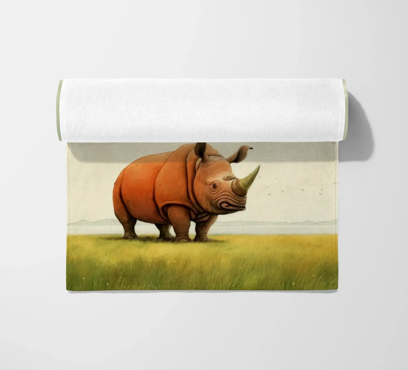 Minimaal Rhino strandhanddoek van Minimal Animal Art
