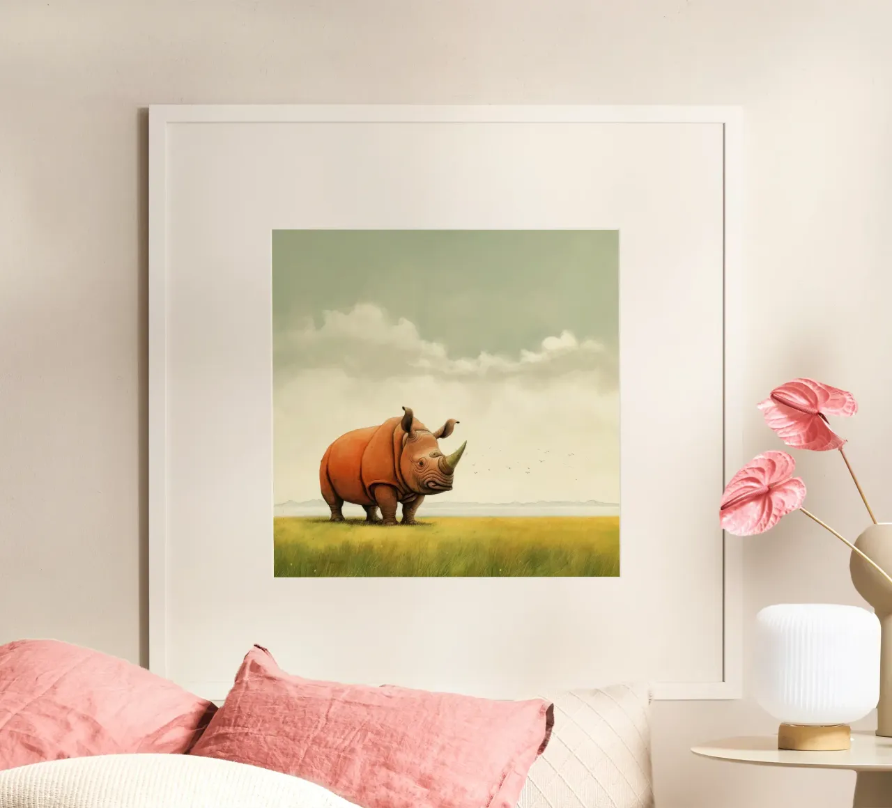 Minimum Rhino poster da Minimal Animal Art