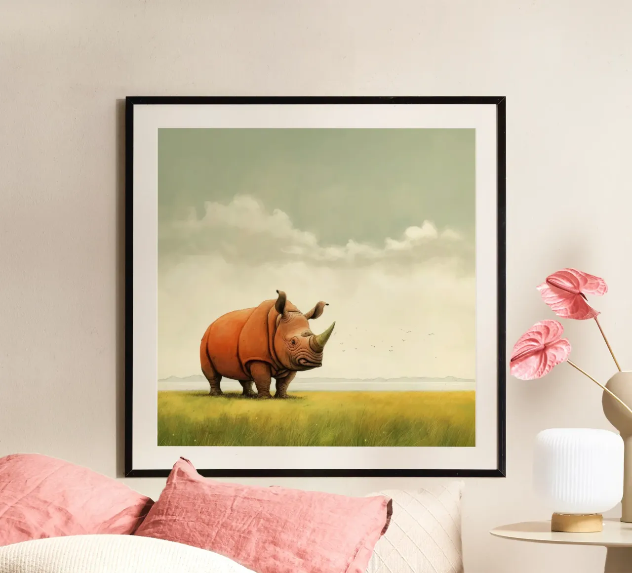 Minimum Rhino poster da Minimal Animal Art