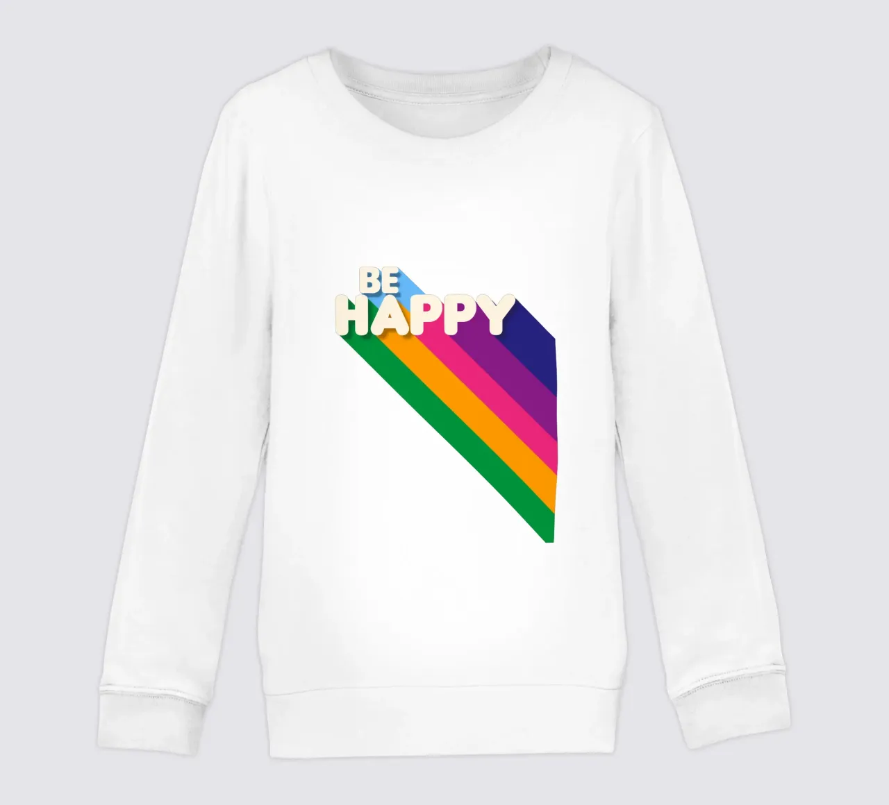 Be Happy Retro Rainbow Typography Art Print felpa bambino da showmemars