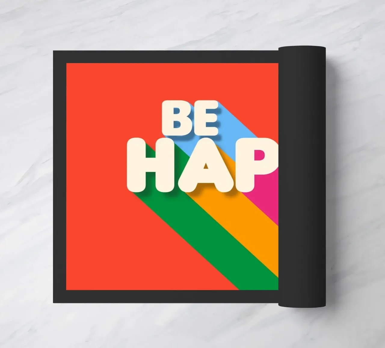 Be Happy Retro Rainbow Typography Art Print zerbino da showmemars