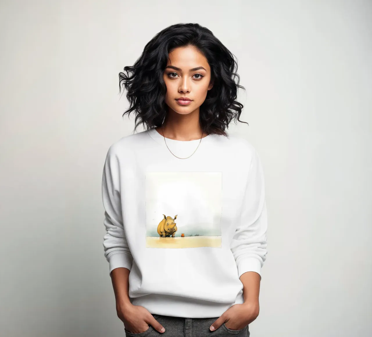 Minimal Rhino 3 sweatshirt by Minimal Animal Art