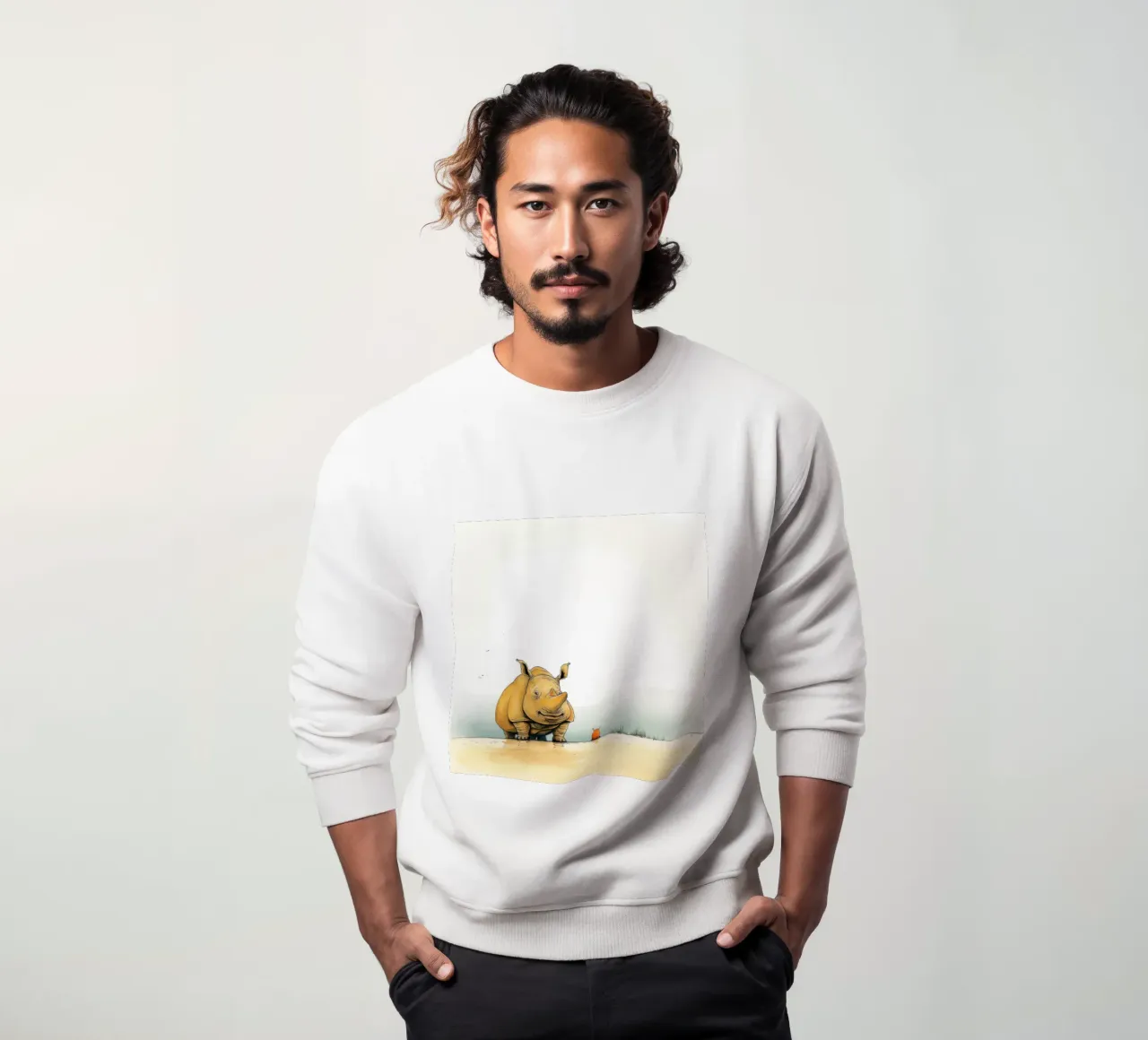 Minimal Rhino 3 sweatshirt by Minimal Animal Art