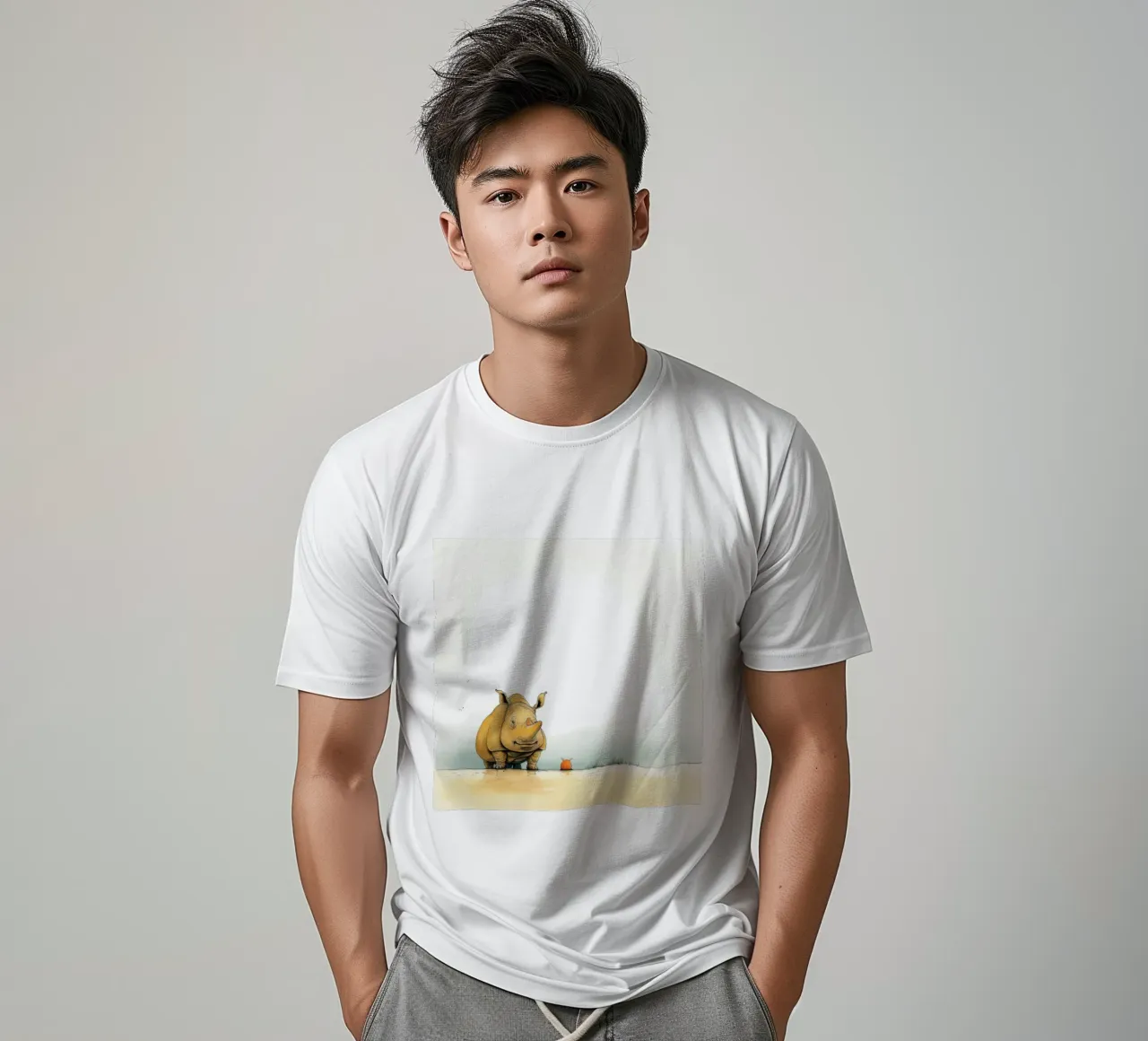 Minimal Rhino 3 t-shirt da Minimal Animal Art