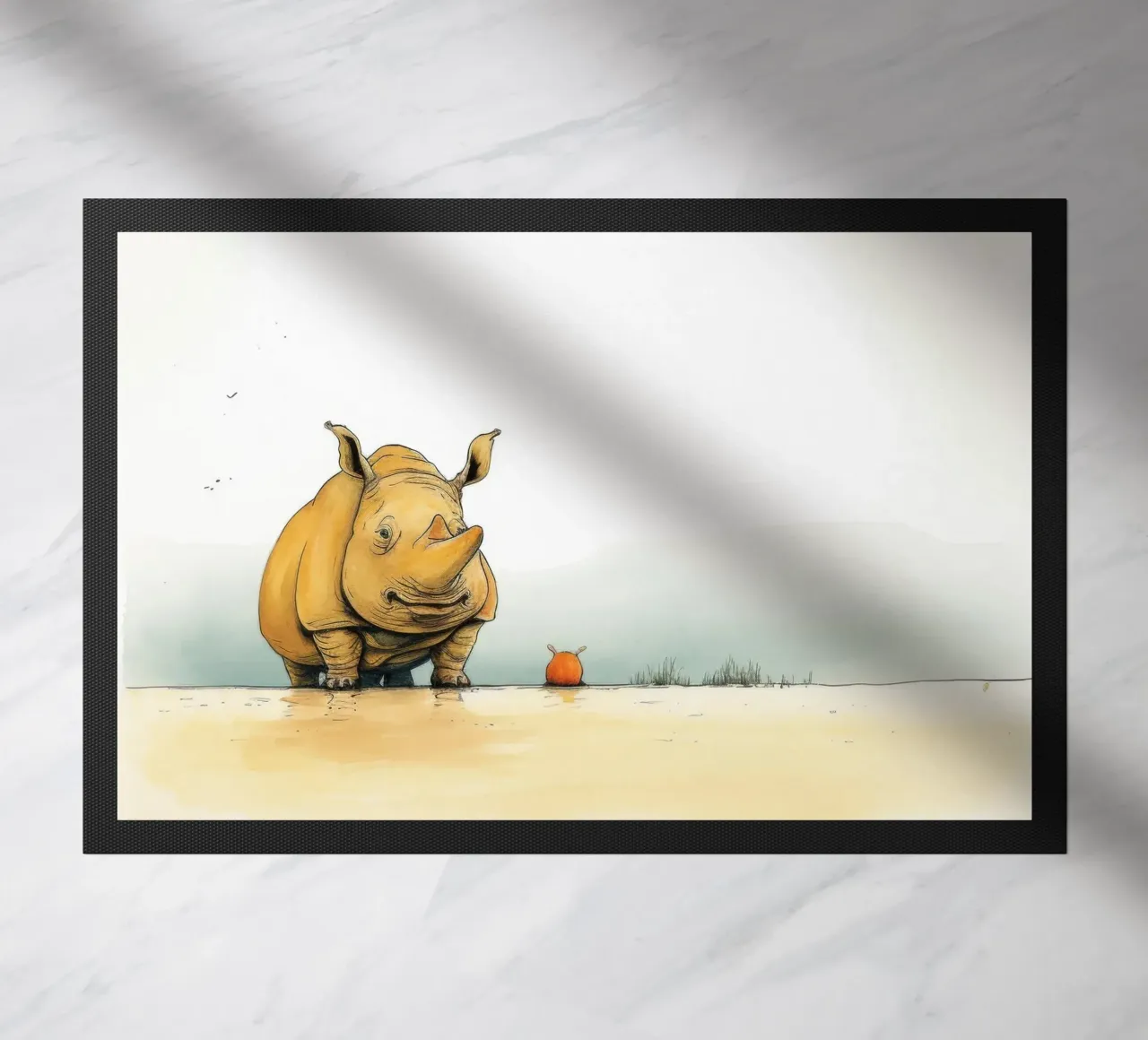 Minimum Rhino doormat by Minimal Animal Art