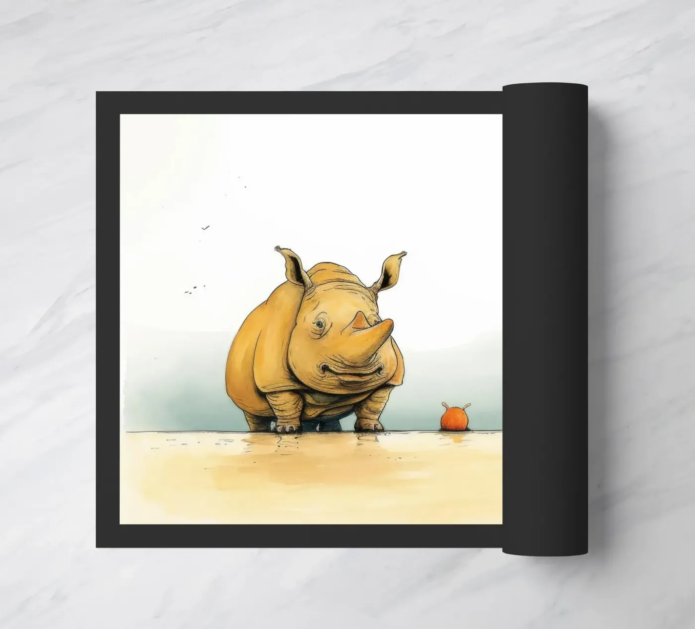 Minimaal Rhino deurmat van Minimal Animal Art