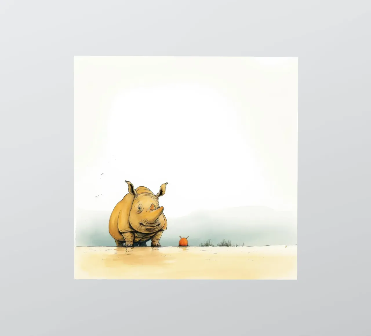 Minimal Rhino 3 sticker by Minimal Animal Art